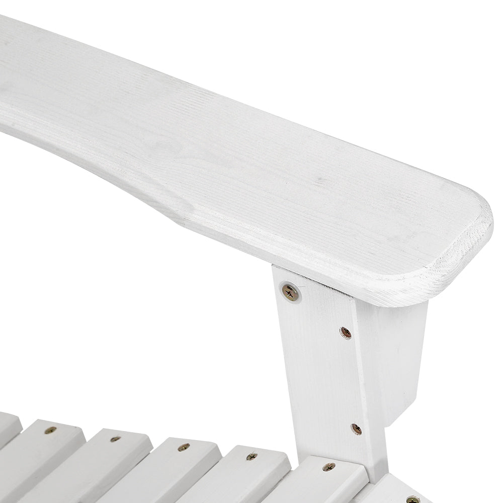 Adirondack Wooden Outdoor Armchair - White - Homecoze