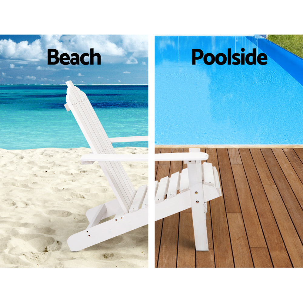 Adirondack Wooden Outdoor Armchair - White - Homecoze