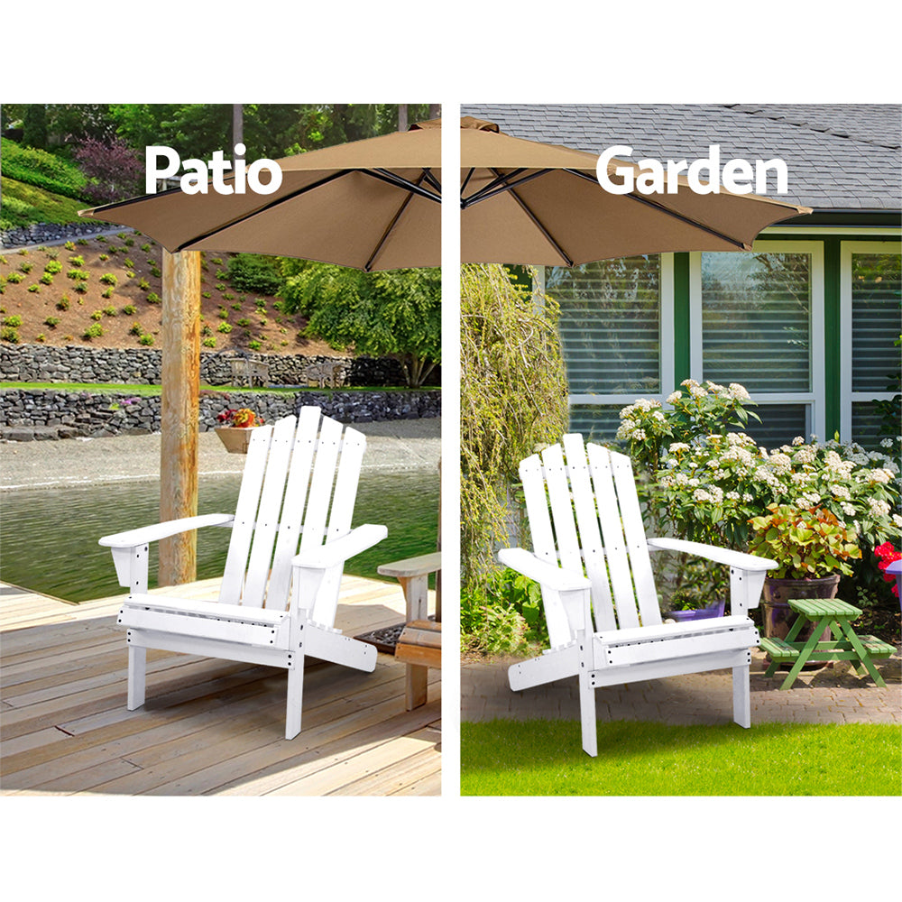 Adirondack Wooden Outdoor Armchair - White - Homecoze