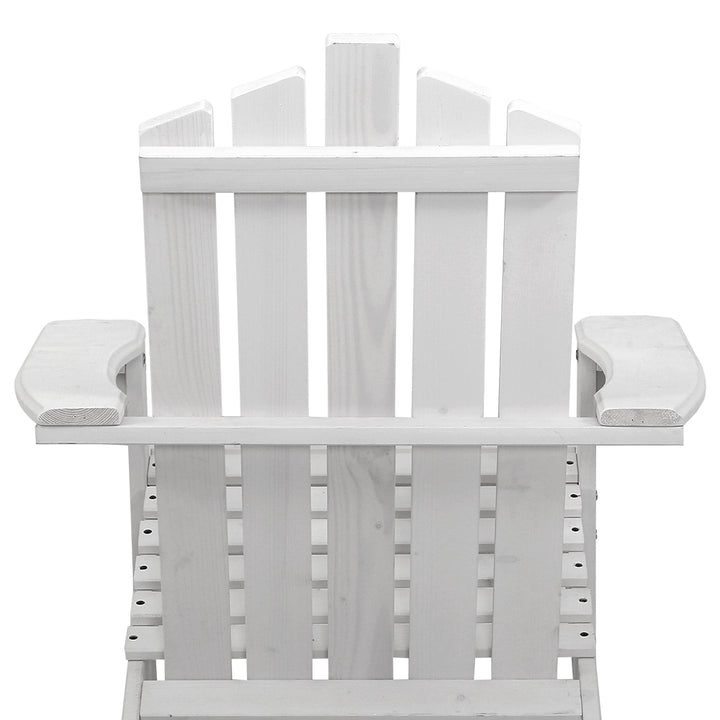 Adirondack Beach Chair 3 Piece Sun Lounge & Table Set - White Homecoze