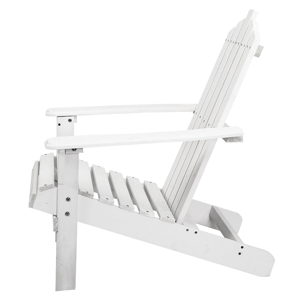 Adirondack Outdoor Armchair & Side Table Set - White - Homecoze