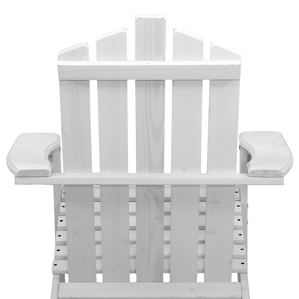 Adirondack Outdoor Armchair & Side Table Set - White - Homecoze