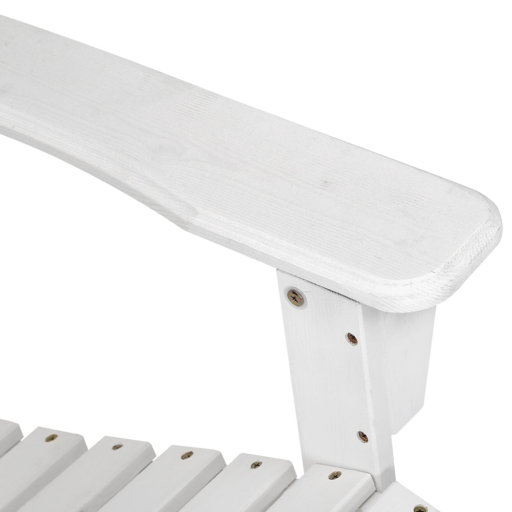 Adirondack Outdoor Armchair & Side Table Set - White - Homecoze