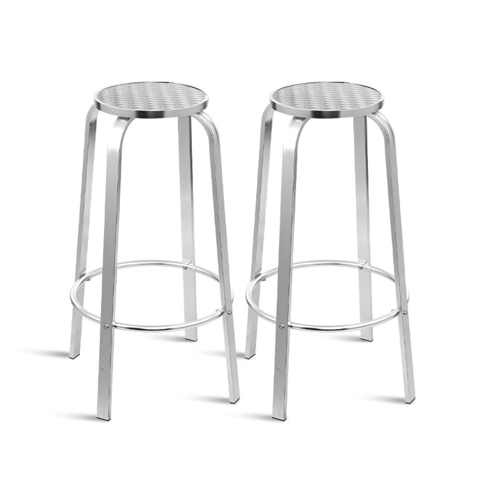 Set of 2 Aluminum Bar Stools for Indoor or Outdoor Patio Bistro Kitchen & Cafe Homecoze