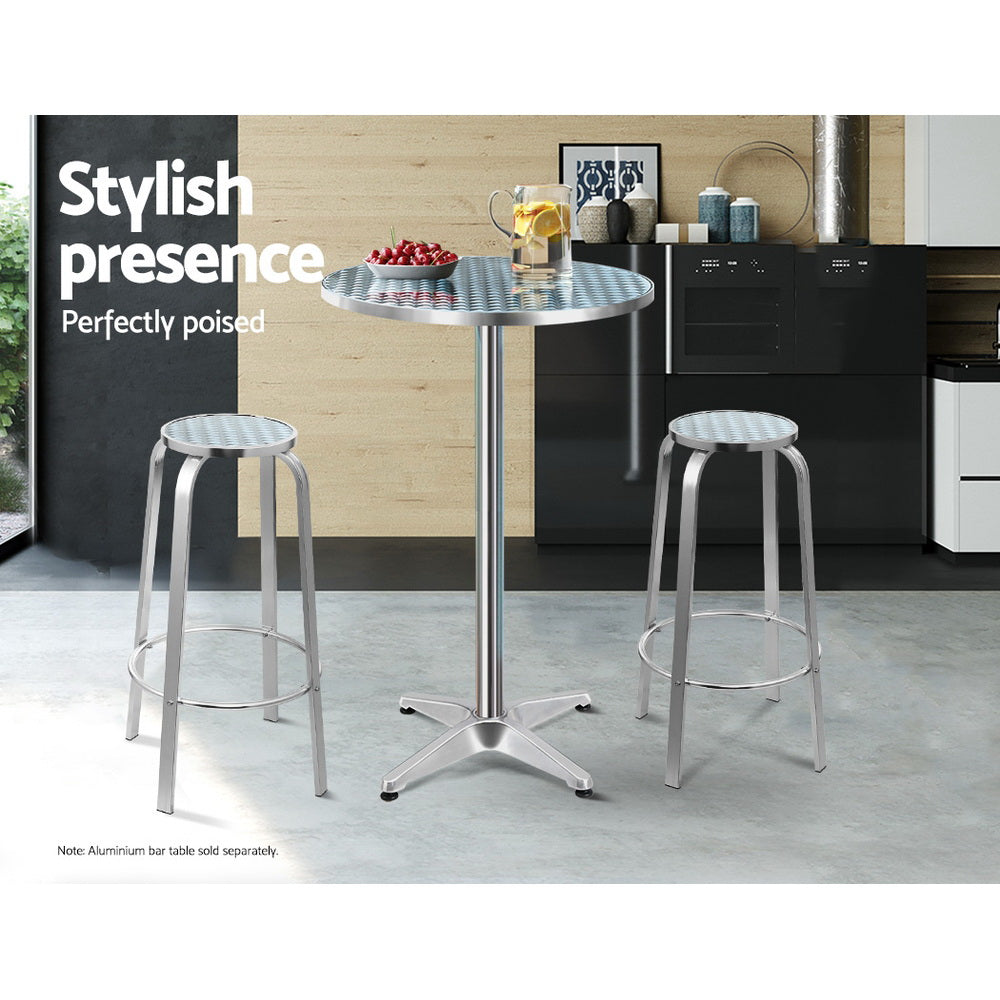 Set of 2 Aluminum Bar Stools for Indoor or Outdoor Patio Bistro Kitchen & Cafe Homecoze