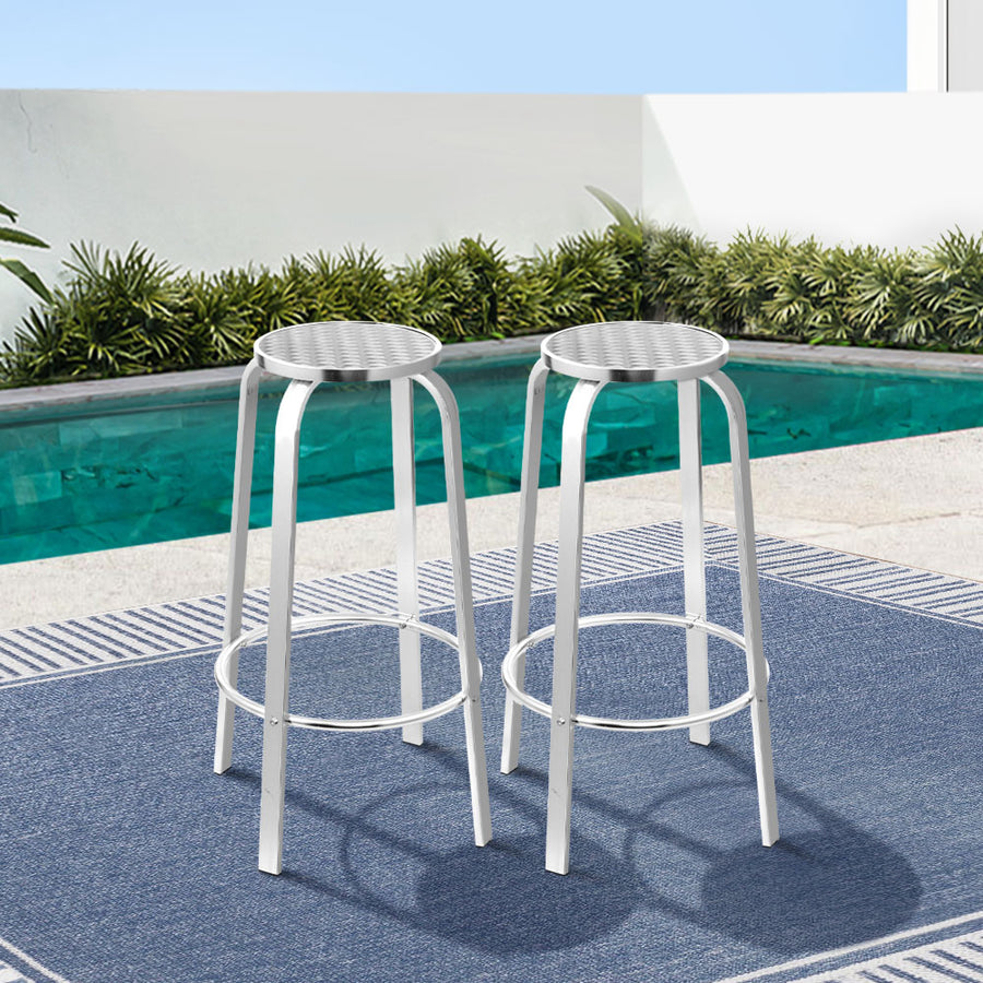 Set of 2 Aluminum Bar Stools for Indoor or Outdoor Patio Bistro Kitchen & Cafe Homecoze