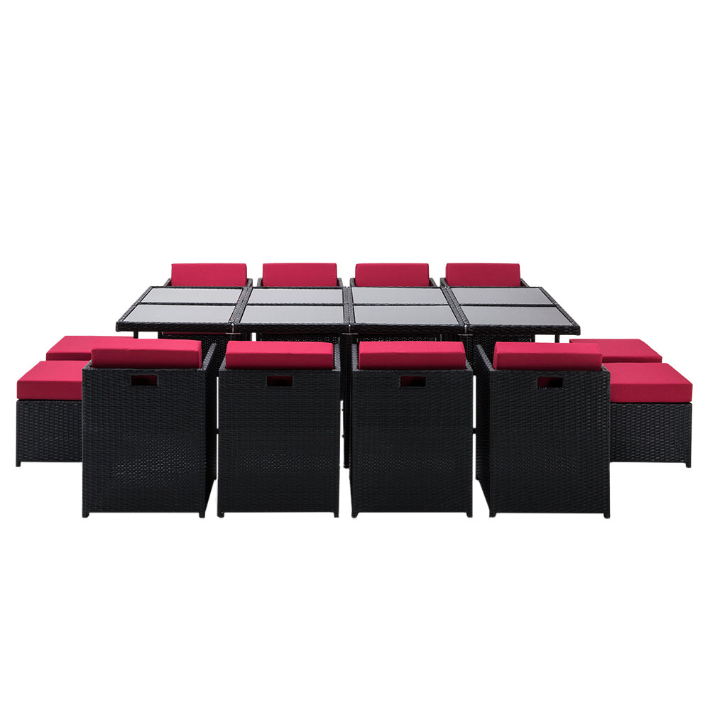 13PC Wicker Outdoor Dining Set - Black - Homecoze