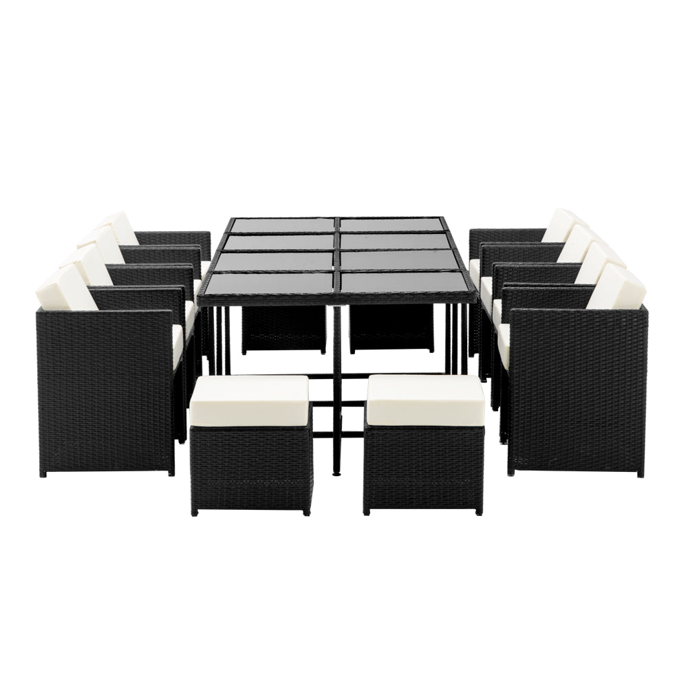 13PC Wicker Outdoor Dining Set - Black - Homecoze