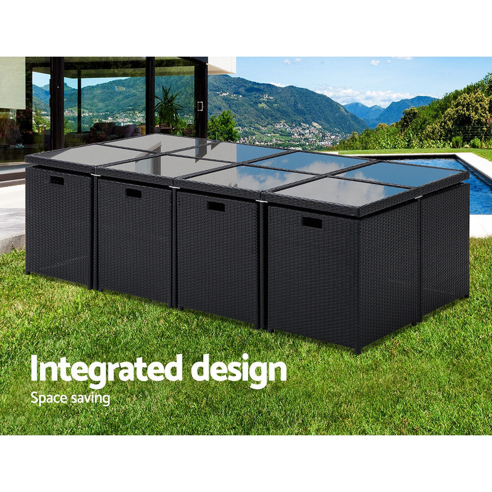 13PC Wicker Outdoor Dining Set - Black - Homecoze