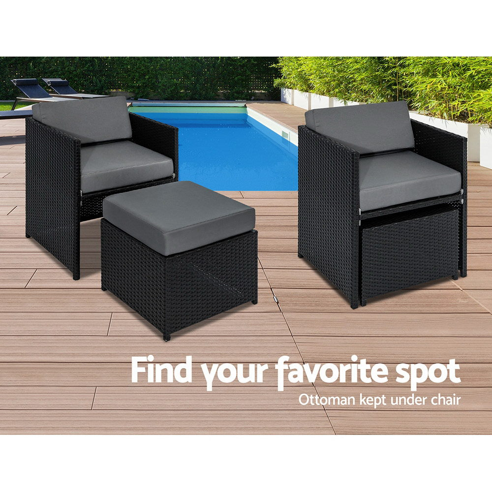 13PC Wicker Outdoor Dining Set - Black - Homecoze