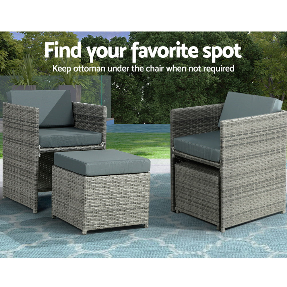 13PC Wicker Outdoor Dining Table & Chair Patio Lounge Setting - Grey Homecoze