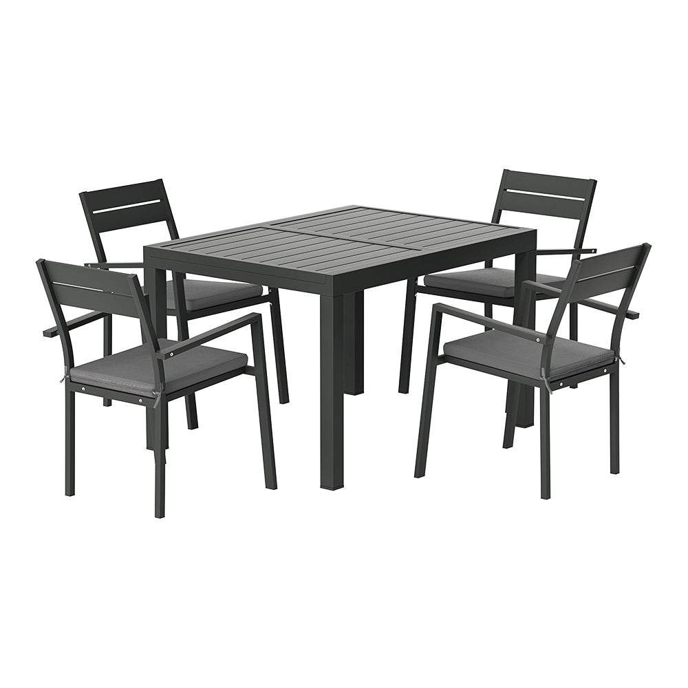 4-Seater Outdoor Dining Furniture Bistro Extendable Table and Chair Set - Black Homecoze