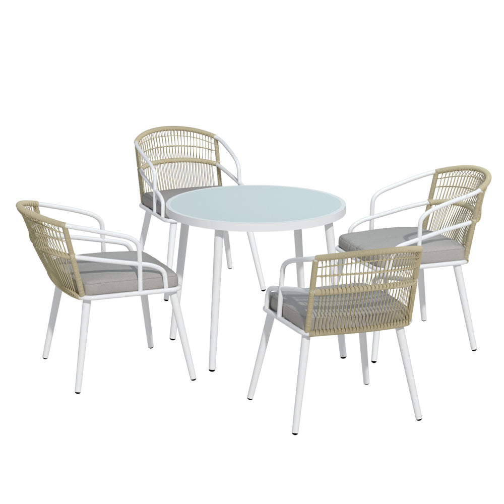 5PC Premium Outdoor Dining Set Aluminum Frame Table & Chair Furniture Set Homecoze
