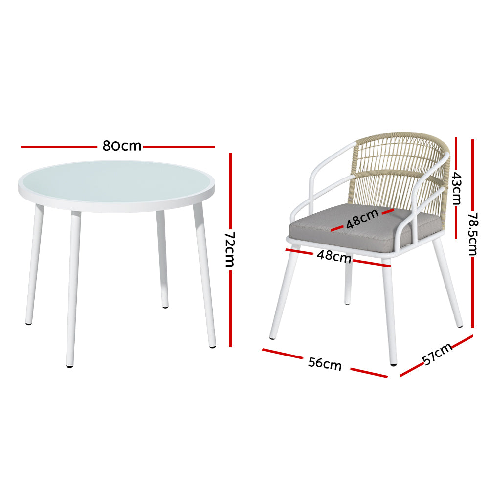 5PC Premium Outdoor Dining Set Aluminum Frame Table & Chair Furniture Set Homecoze