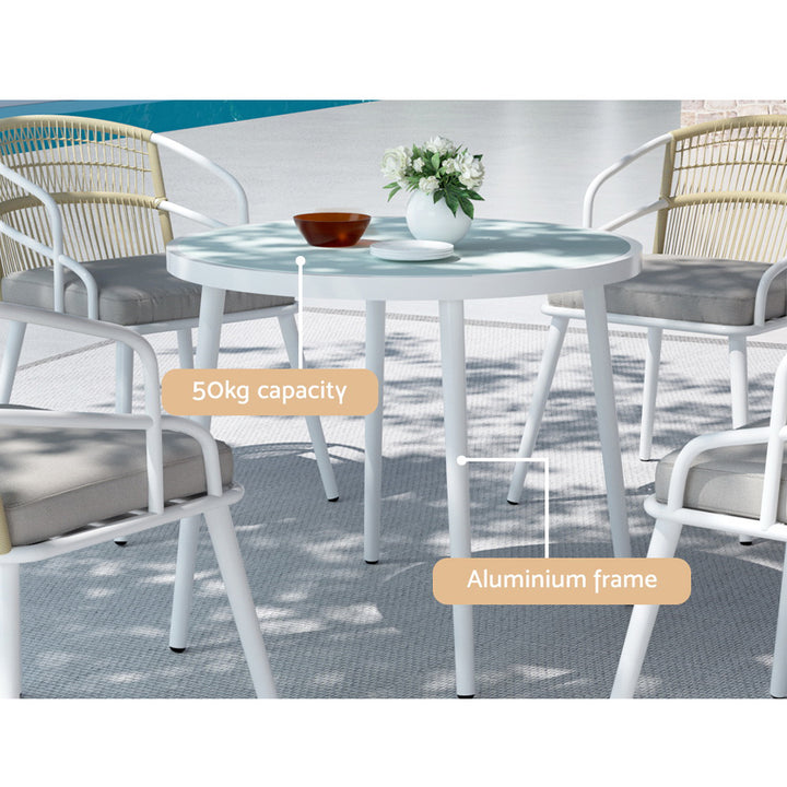 5PC Premium Outdoor Dining Set Aluminum Frame Table & Chair Furniture Set Homecoze