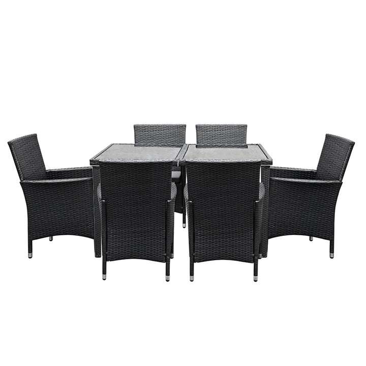 Deluxe 6-Seat Rattan Outdoor Dining Set with Water Resistant Cover Homecoze