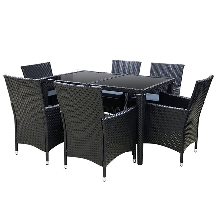 Deluxe 6-Seat Rattan Outdoor Dining Set with Water Resistant Cover Homecoze