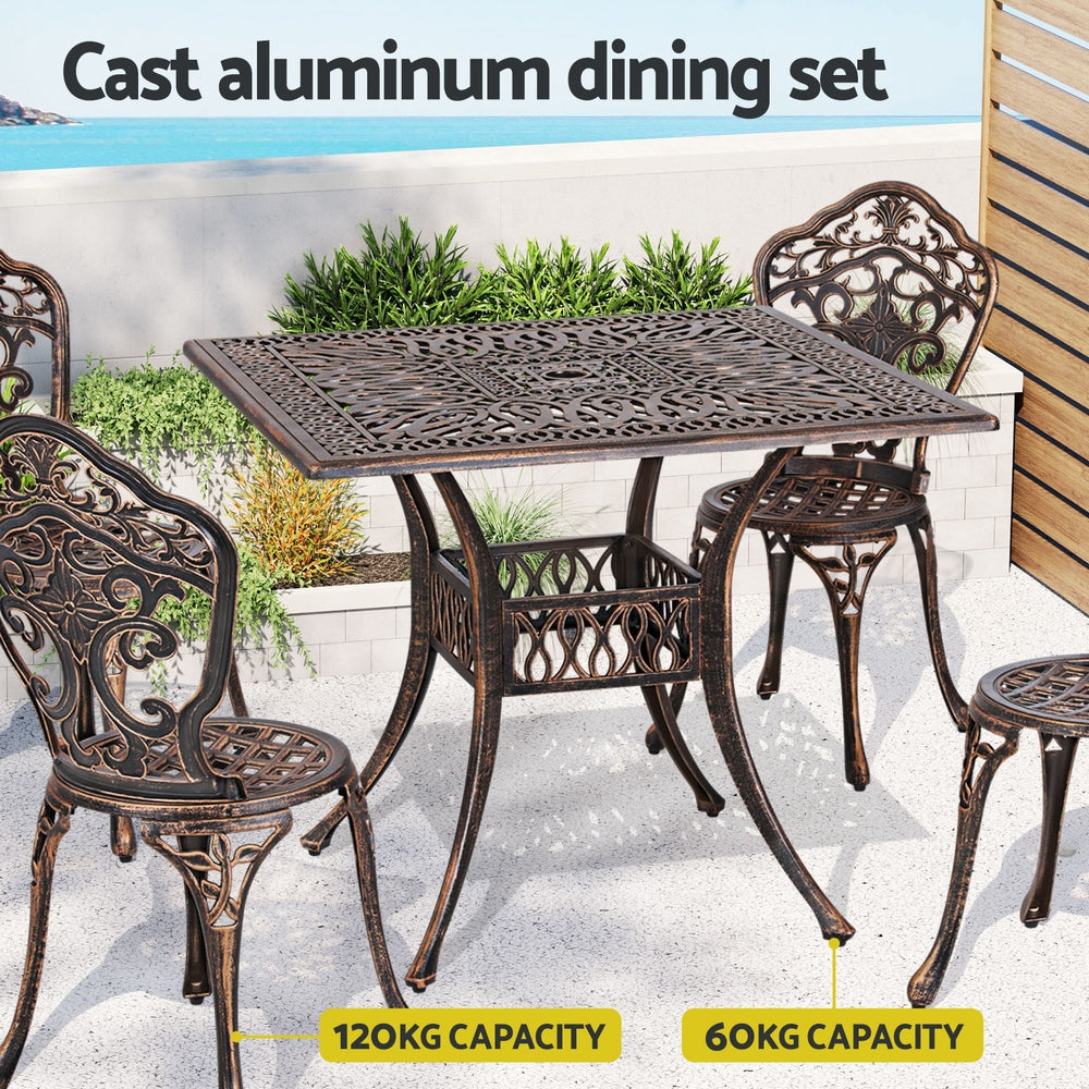 5PC Outdoor Patio Furniture Vintage Style Bistro Table & Chair Set - Bronze - Homecoze