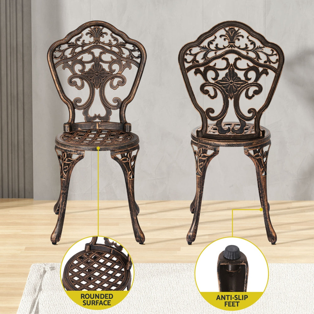 5PC Outdoor Patio Furniture Vintage Style Bistro Table & Chair Set - Bronze - Homecoze