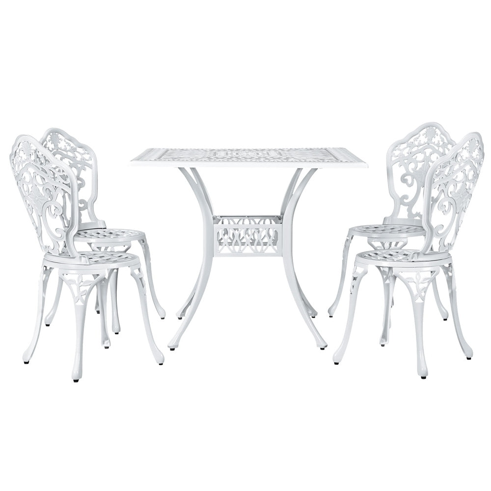 5PC Outdoor Patio Furniture Vintage Style Bistro Table & Chair Set - White - Homecoze