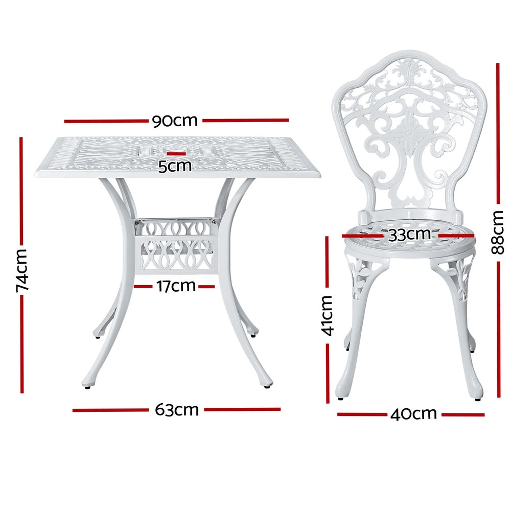 5PC Outdoor Patio Furniture Vintage Style Bistro Table & Chair Set - White - Homecoze