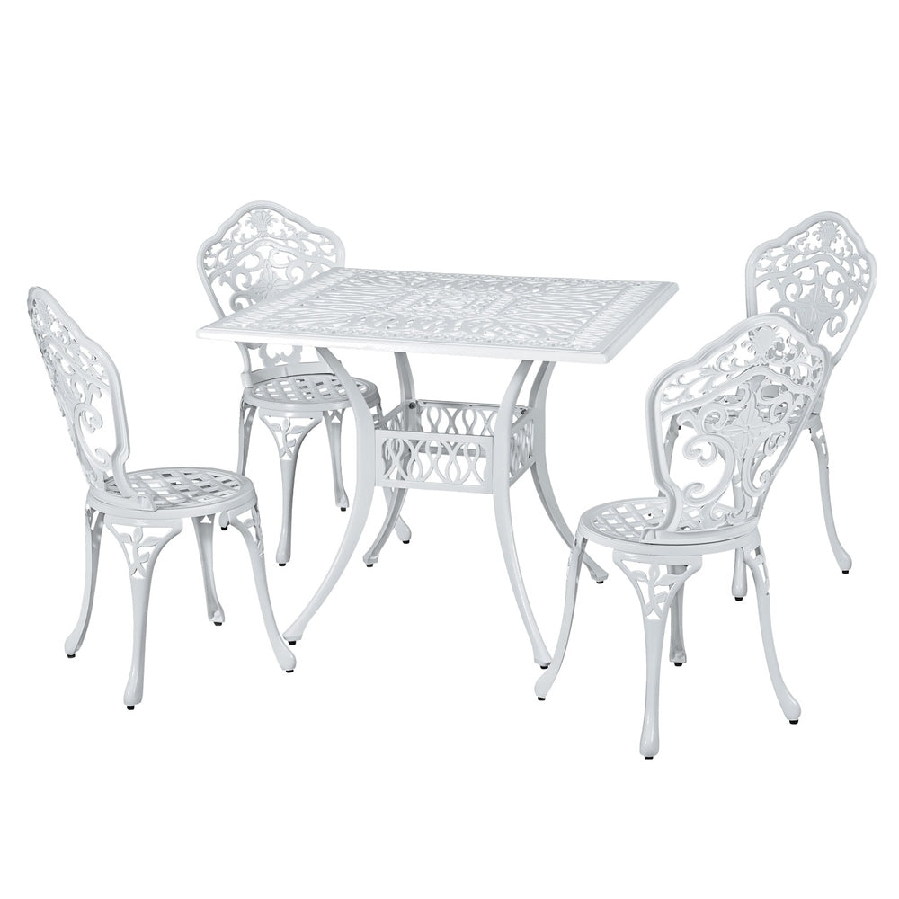 5PC Outdoor Patio Furniture Vintage Style Bistro Table & Chair Set - White - Homecoze