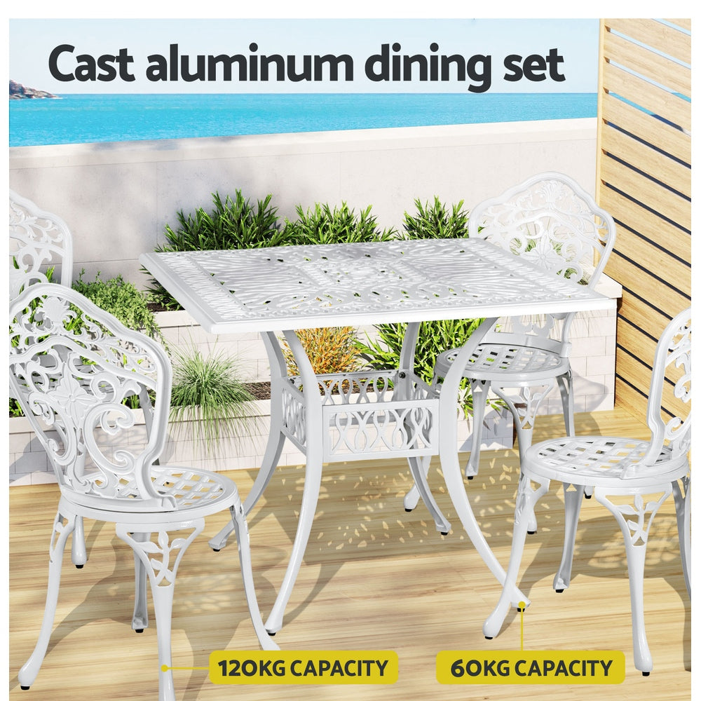 5PC Outdoor Patio Furniture Vintage Style Bistro Table & Chair Set - White - Homecoze