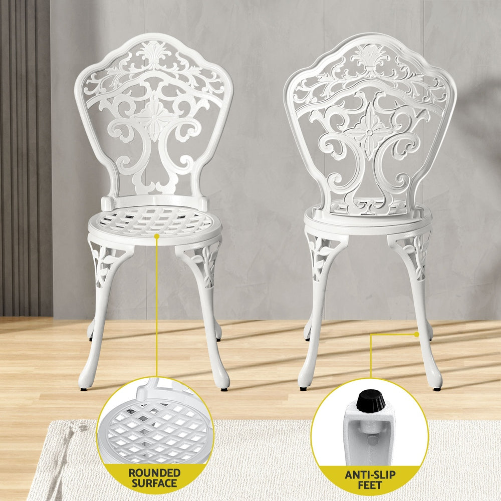 5PC Outdoor Patio Furniture Vintage Style Bistro Table & Chair Set - White - Homecoze