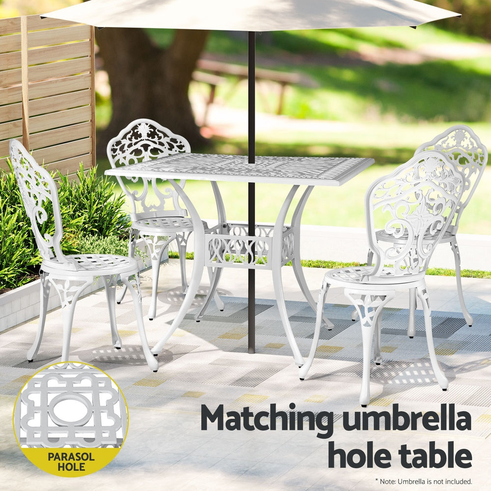 5PC Outdoor Patio Furniture Vintage Style Bistro Table & Chair Set - White - Homecoze