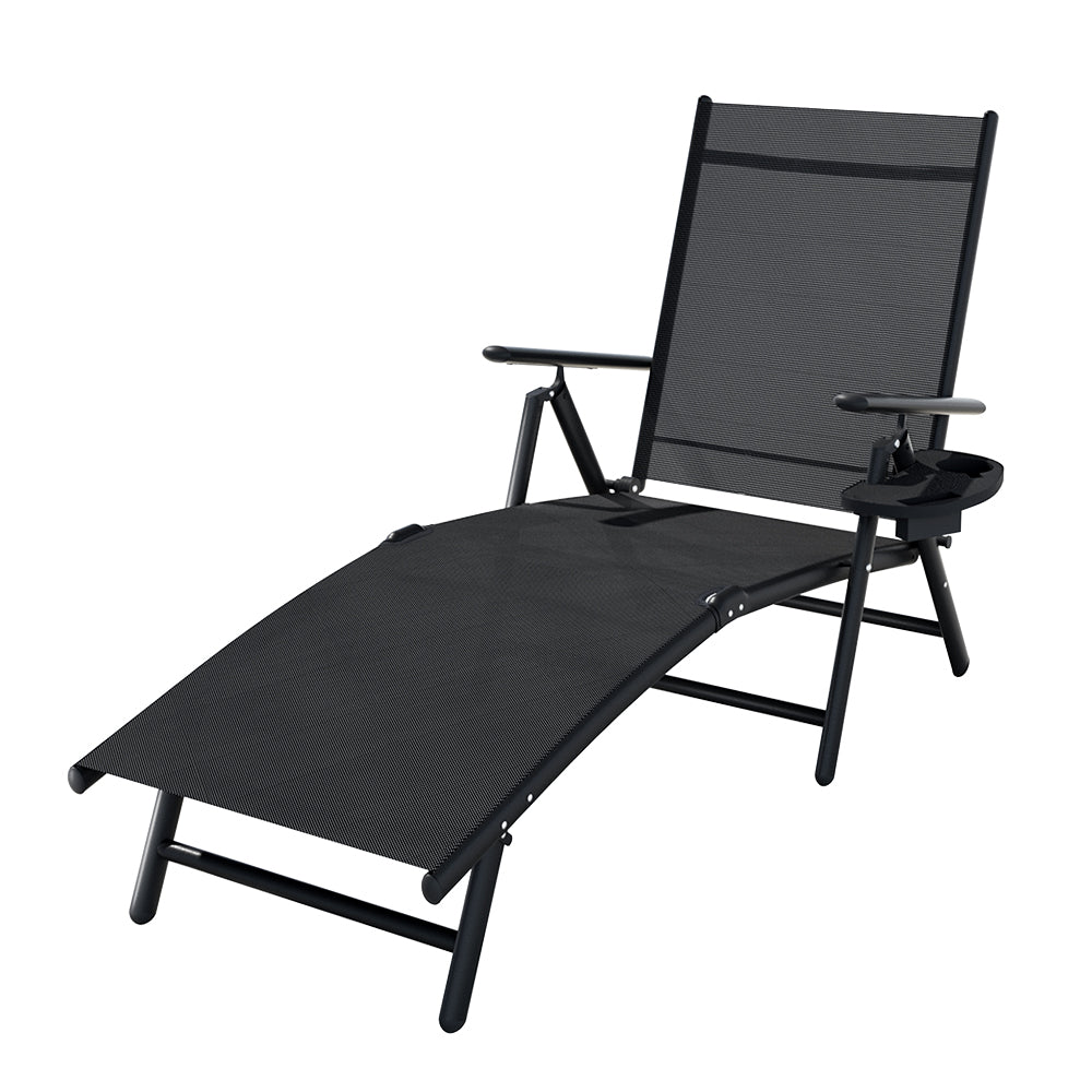 Foldable Sun Lounger Day Bed Outdoor Patio Pool Armchair Furniture - Black Homecoze