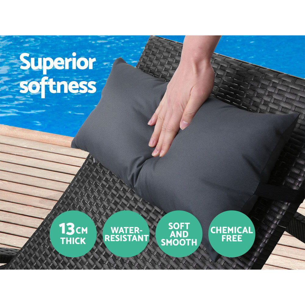 Wicker Sun Lounge with Armrests - Black - Homecoze