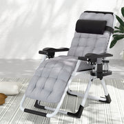 Zero Gravity Camping Chair Folding Sun Lounger Removable Cushion - Black/Grey - Homecoze