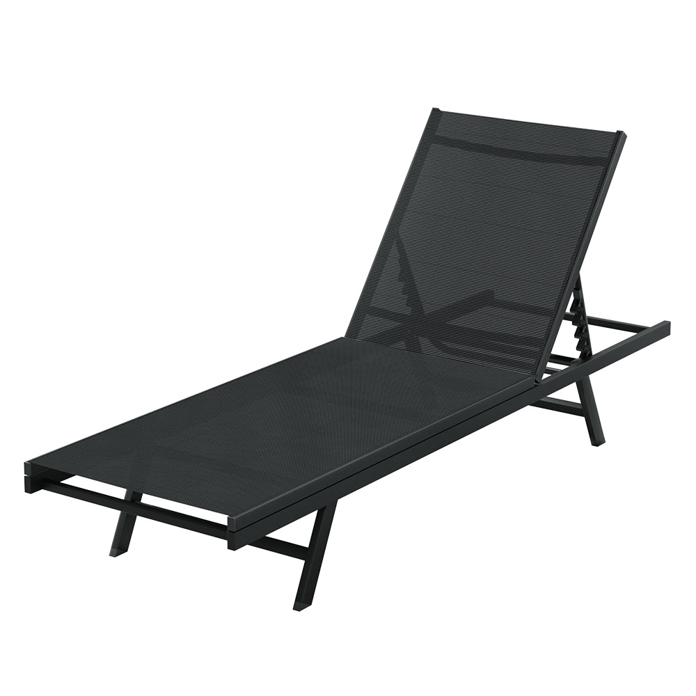 Sun Lounger Day Bed Outdoor Patio Pool Chair Furniture - Black Homecoze