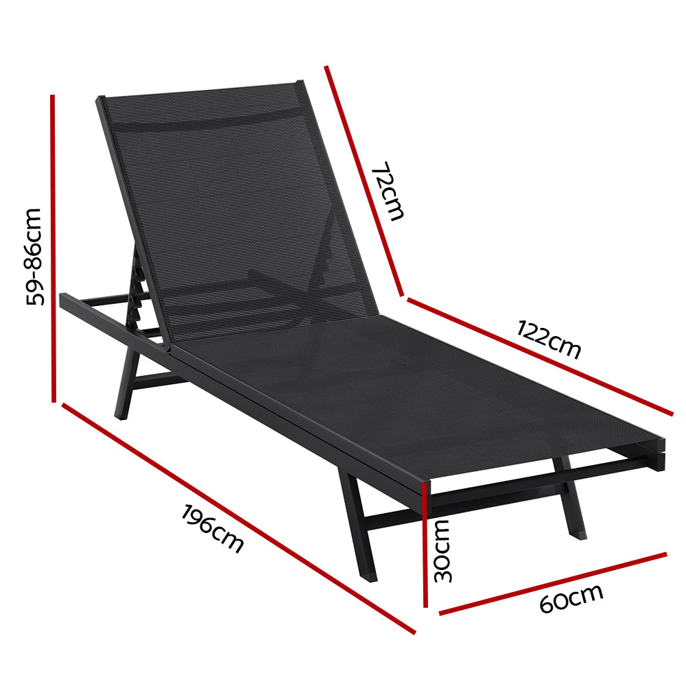 Sun Lounger Day Bed Outdoor Patio Pool Chair Furniture - Black Homecoze
