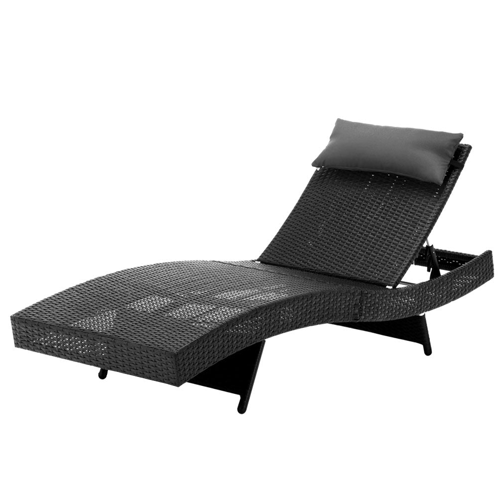 Wicker Sun Lounge - Black - Homecoze
