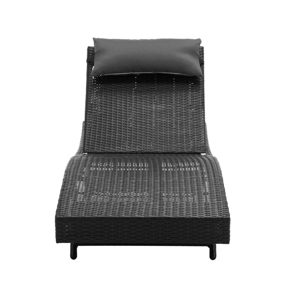 Wicker Sun Lounge - Black - Homecoze