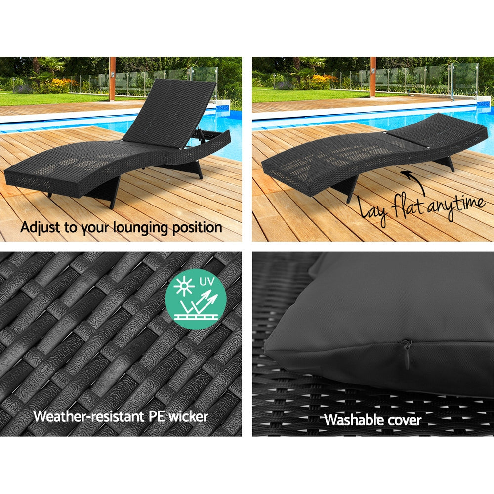 Wicker Sun Lounge - Black - Homecoze
