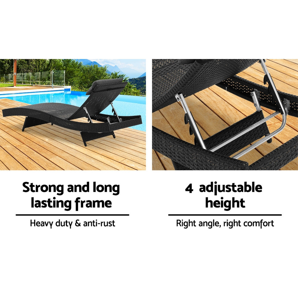 Wicker Sun Lounge - Black - Homecoze