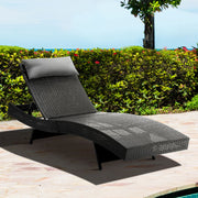 Wicker Sun Lounge - Black - Homecoze