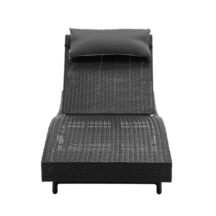 Set of 2 Wicker Sun Lounge - Black Homecoze