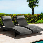 Set of 2 Wicker Sun Lounges - Black - Homecoze