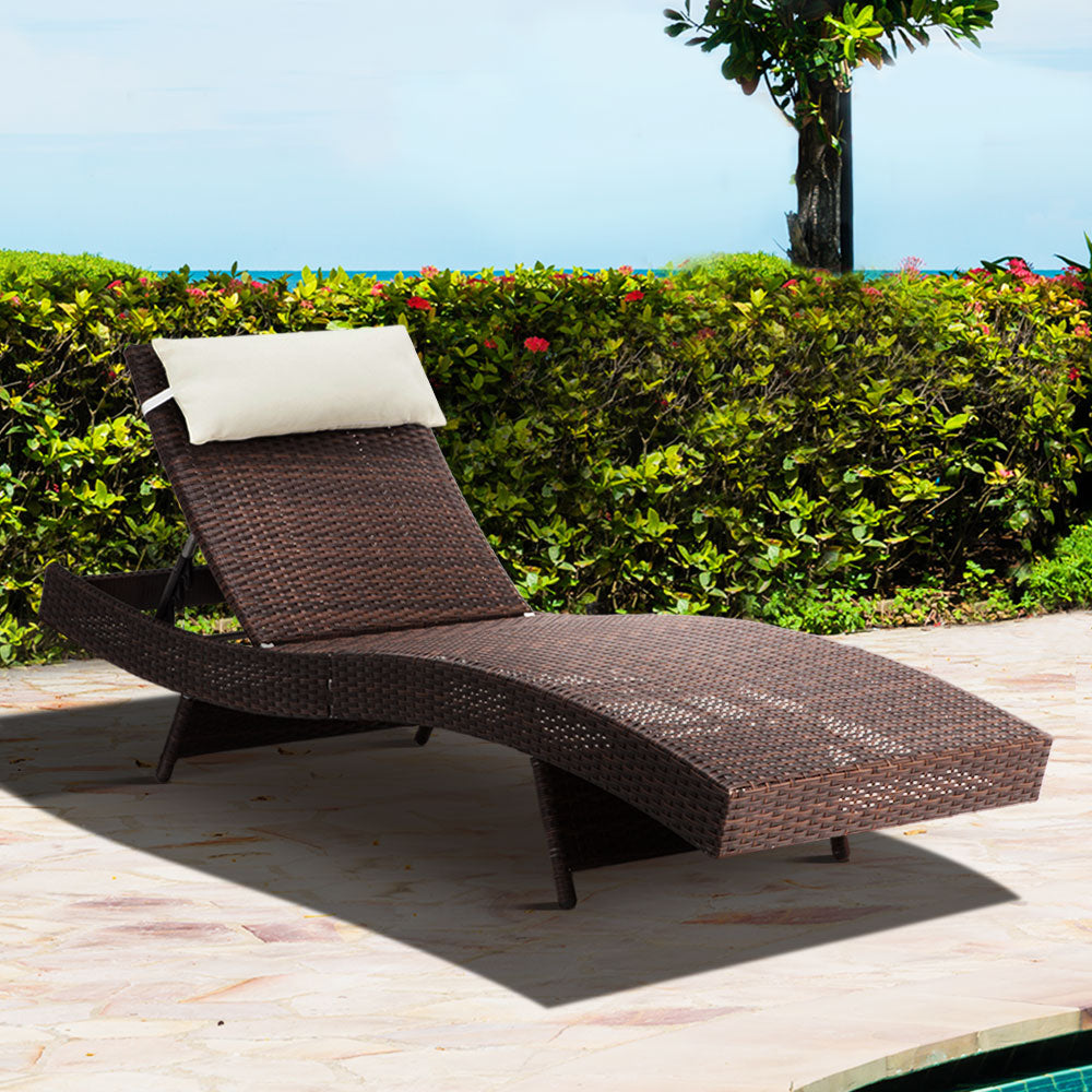 Wicker Sun Lounge - Brown - Homecoze