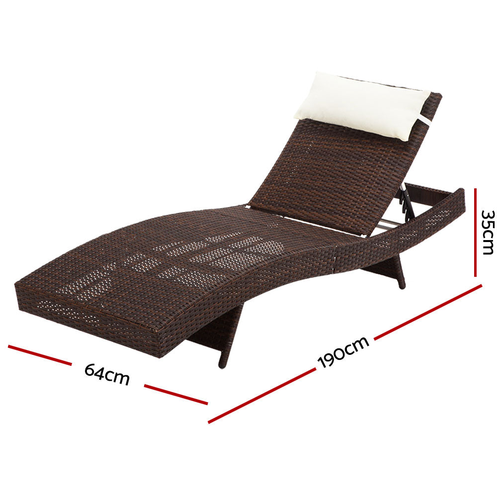 Set of 2 Wicker Sun Lounges - Brown - Homecoze