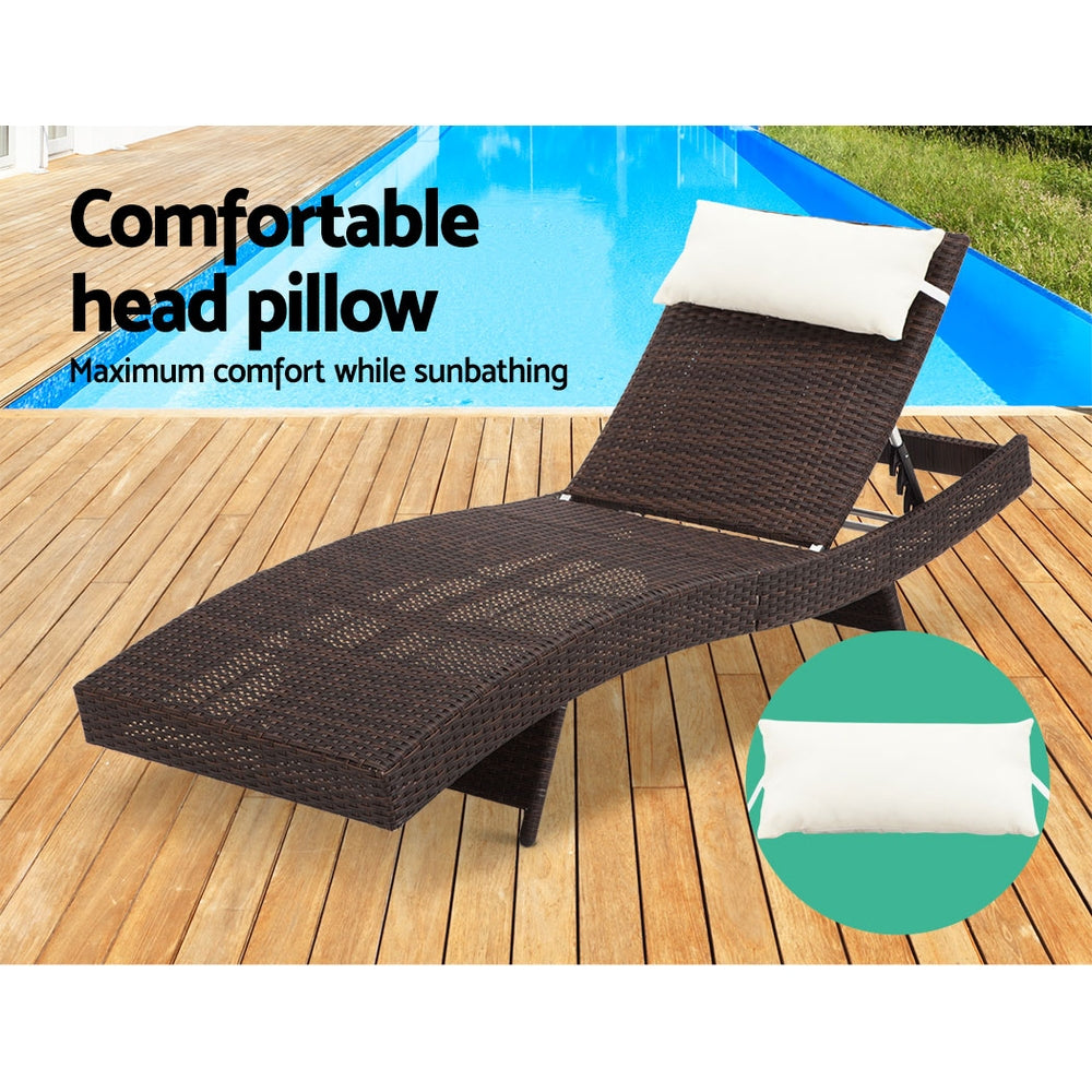 Set of 2 Wicker Sun Lounges - Brown - Homecoze