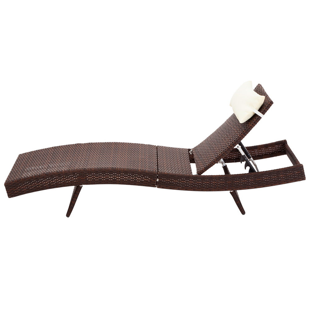 Set of 2 Wicker Sun Lounges - Brown - Homecoze