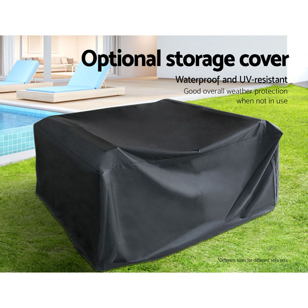 12 Piece Outdoor Wicker Sofa Table & Chair Set with Storage Cover - Black Homecoze