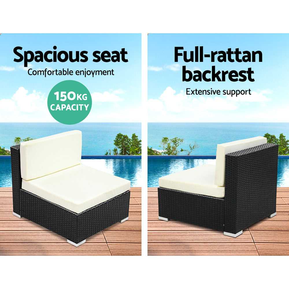 2 Piece Outdoor Wicker Sofa Chair Set - Black - Homecoze