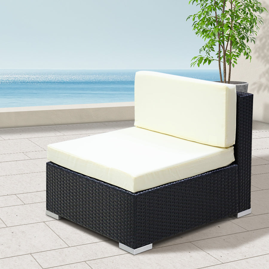 2 Piece Outdoor Wicker Sofa Chair Set - Black - Homecoze