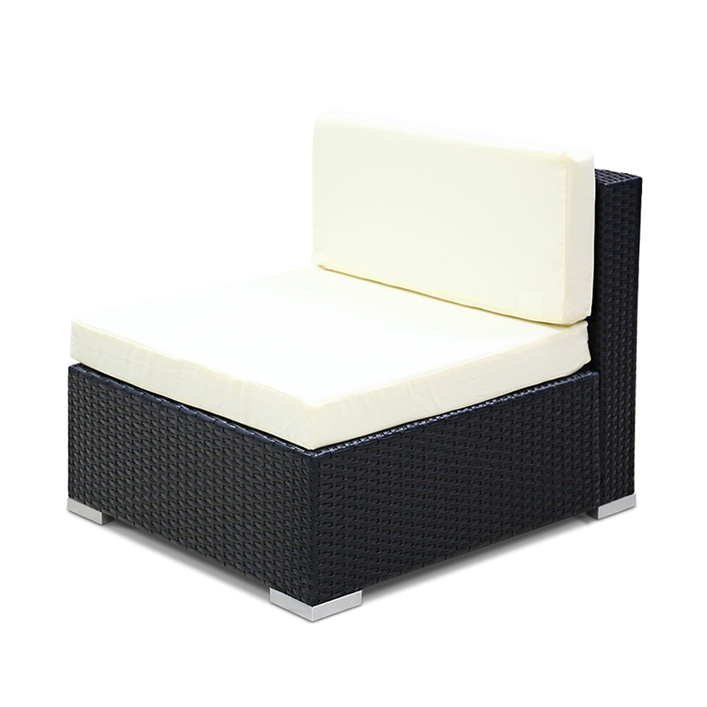 3 Piece Outdoor Wicker Sofa Chair Set - Black - Homecoze