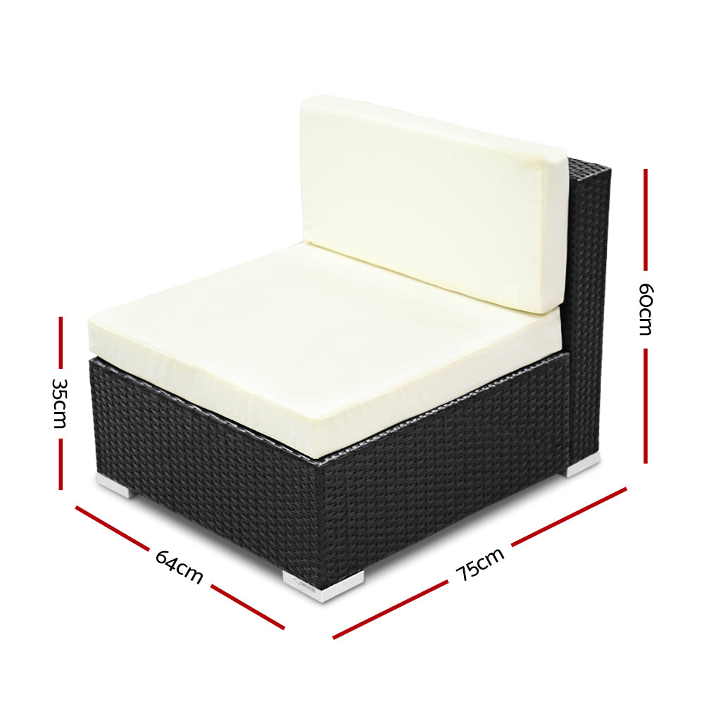 3 Piece Outdoor Wicker Sofa Chair Set - Black - Homecoze